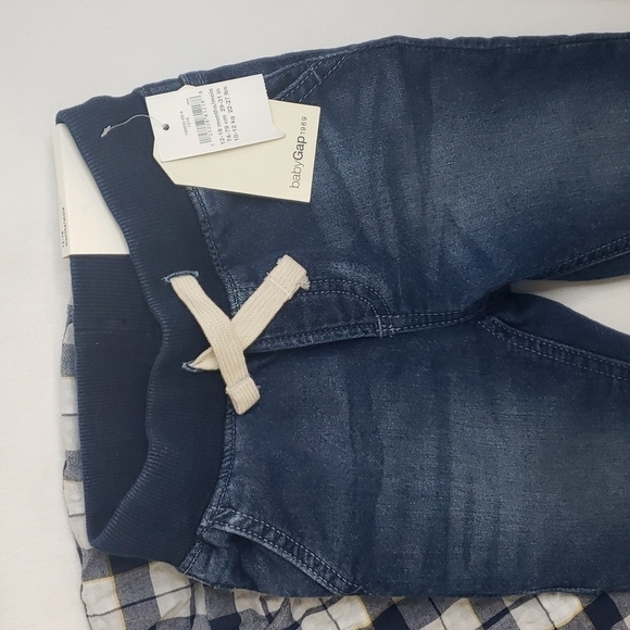 3/$30 𝅺GYMBOREE Button Down collared Plaid Shirt and NWT GAP Soft Stretch Jeans - Picture 2 of 7